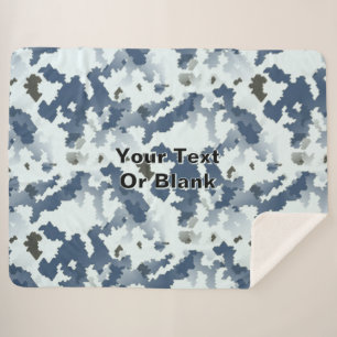 Fractal Winter Camouflage Sherpa Blanket