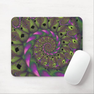 Fractal with Green Purple and Pink Petal Shapes Mouse Mat