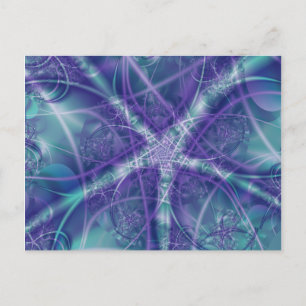 Fractal with Purple Blue and White Star Shapes Postcard