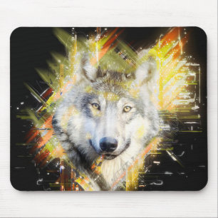 Fractal Wolf Mouse Mat