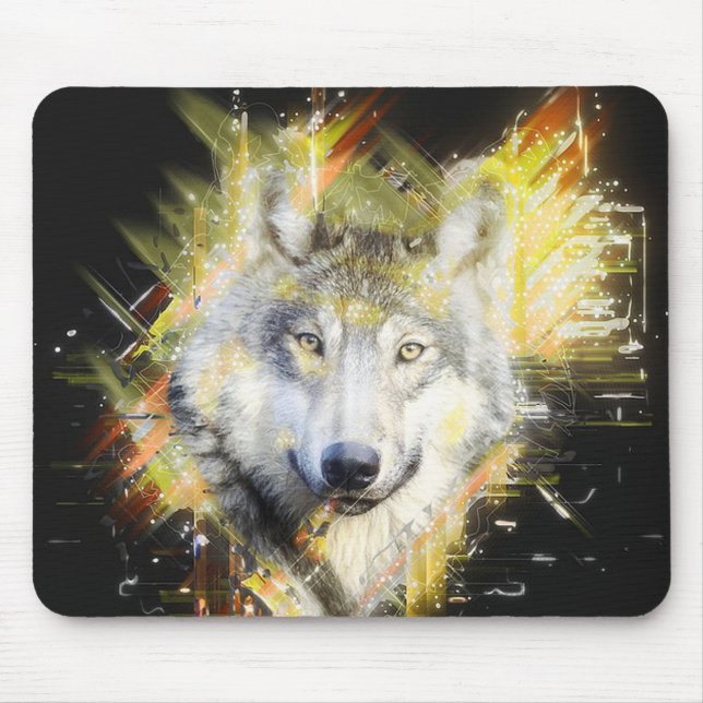 Fractal Wolf Mouse Mat (Front)