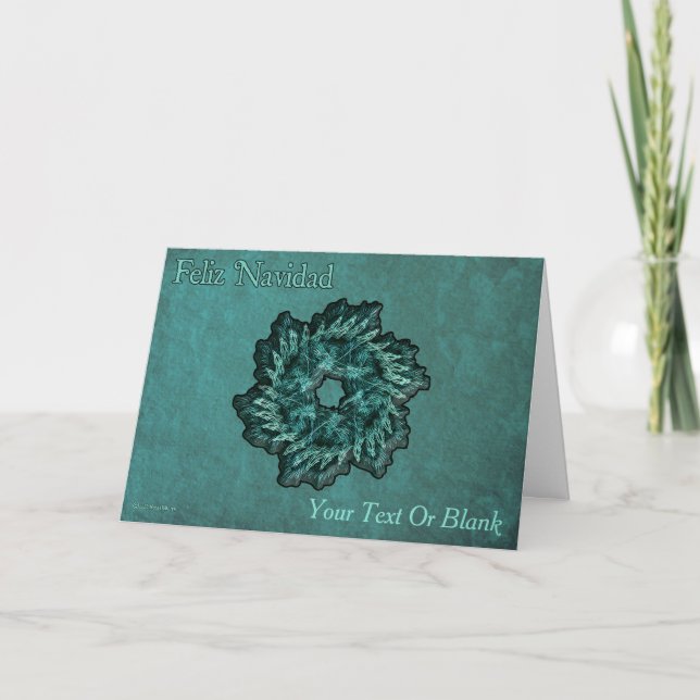 Fractal Wreath - Feliz Navidad Card (Front)
