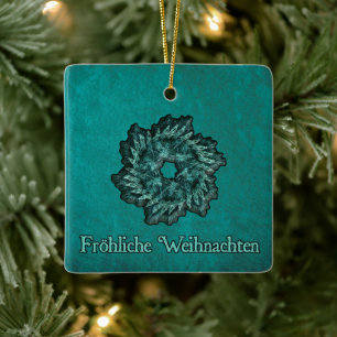Fractal Wreath - Fröhliche Weihnachten Ceramic Ornament