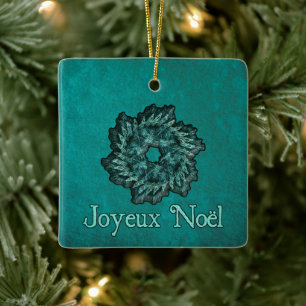 Fractal Wreath - Joyeux Noël Ceramic Ornament