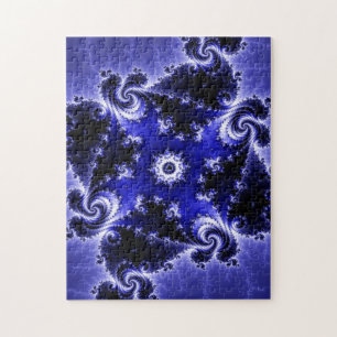 "Fractality Of Ages" Blue Fractal Jigsaw Puzzle