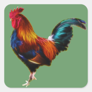 Fractalius Leghorn Rooster Square Sticker