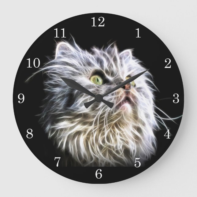 Fractalius Persian cat face Large Clock (Front)