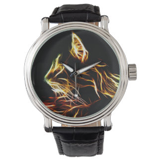 Fractalized cat profile watch