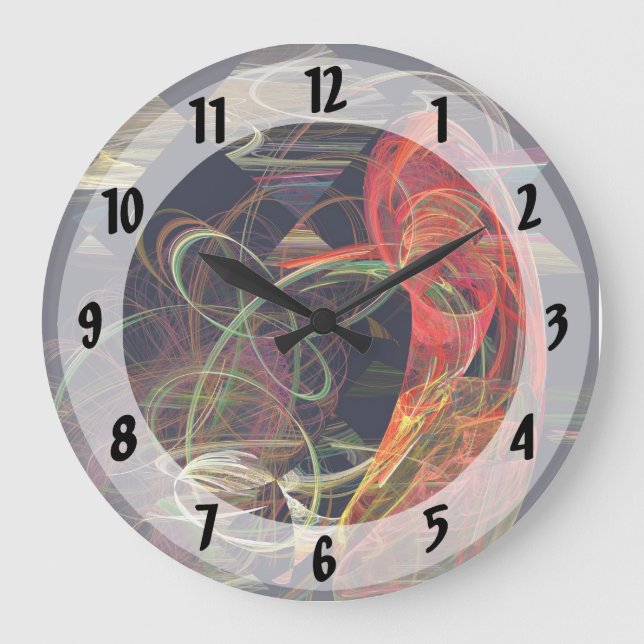 Fractals - Koi in Swirling Water Large Clock (Front)