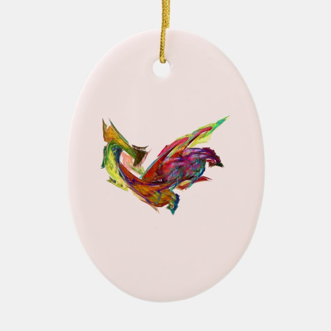 Fractals - Rooster Ceramic Tree Decoration (Front)