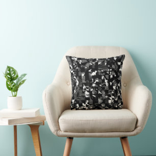 "Fractura" - Black White Camouflage Pattern Cushion