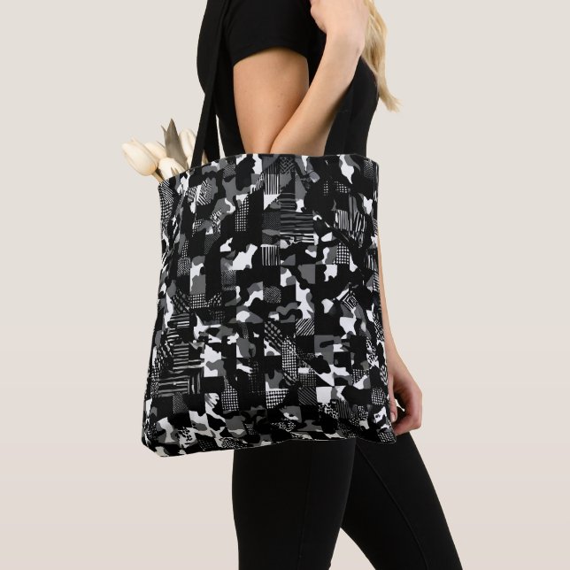 "Fractura" - Black White Camouflage Pattern  Tote Bag (Close Up)