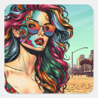 Fractured Art | Abstract Woman at Beach