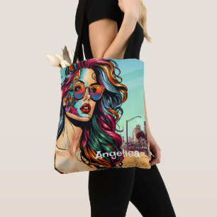 Fractured Art   Abstract Woman at Beach Tote Bag