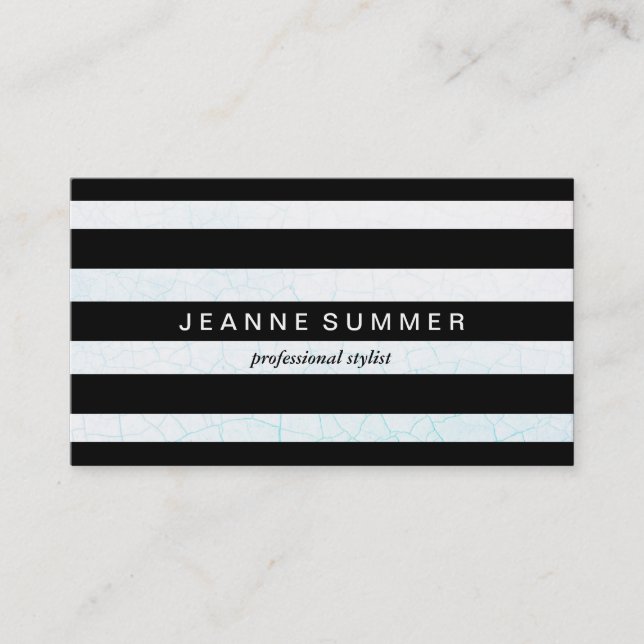 Fractured Colourful Black Stripes Contemporary Business Card (Front)
