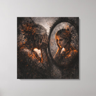 Fractured Echo: The Mirror of Youth Canvas Print