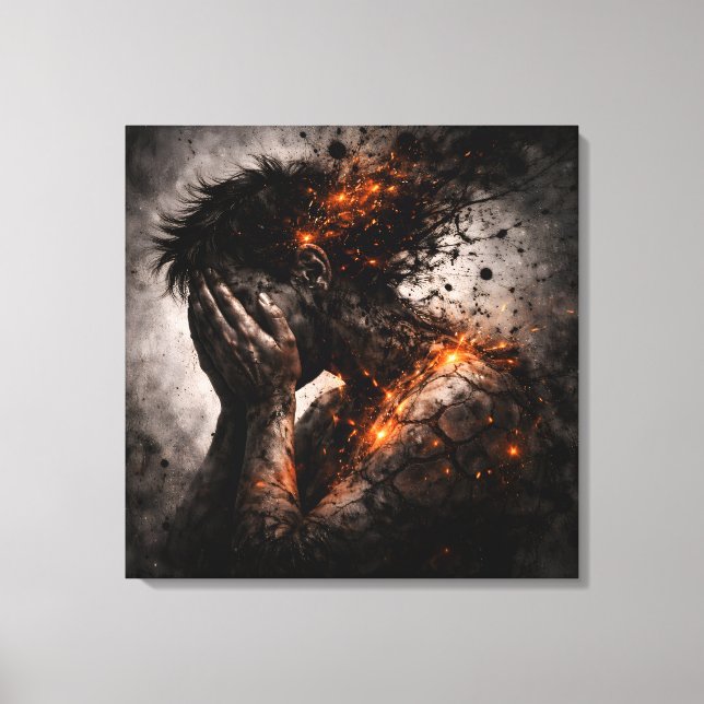 Fractured Mind: The Amber Implosion Canvas Print (Front)