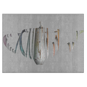 Fractured Pale Blue Orange Vessel Glass   Cutting Board