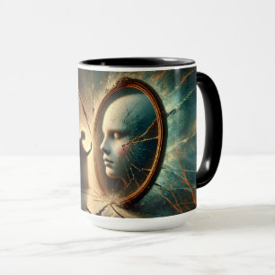 Fractured Reflections: Surreal Mirror Mug
