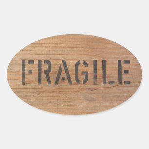 Fragil Stamped on Wood Oval Sticker