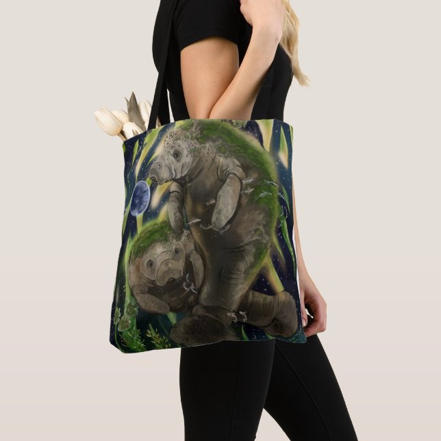Fragile Balance Manatees Tote Bag (Close Up)
