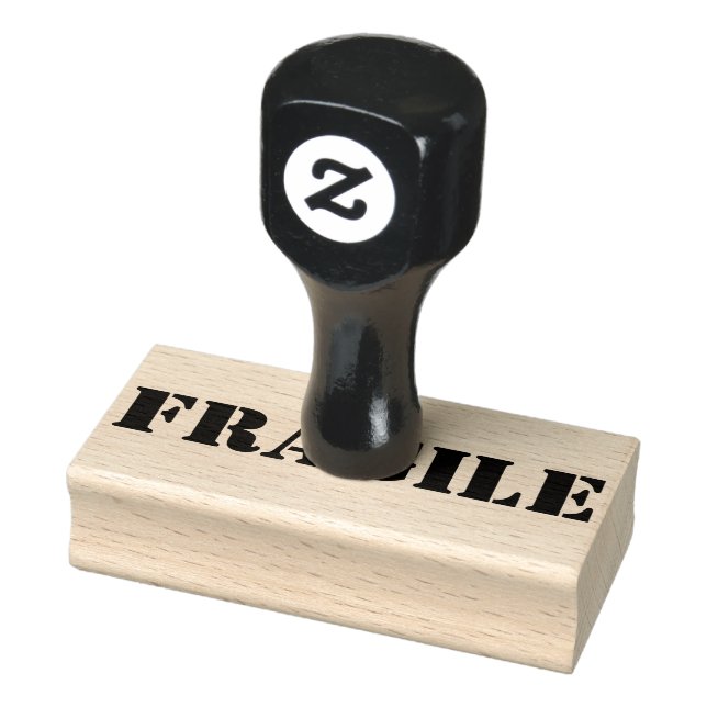 Fragile Custom rubber stamp with wooden handle (Stamp)