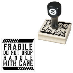 Fragile Do Not Drop Handle with Care Rubber Stamp