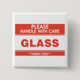 Fragile Glass Handle With Care Warning 15 Cm Square Badge