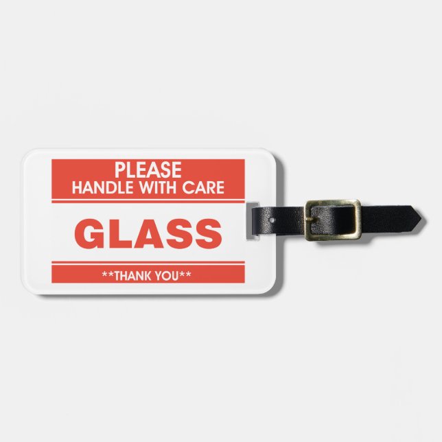 Fragile Glass Handle With Care Warning Luggage Tag (Front Horizontal)