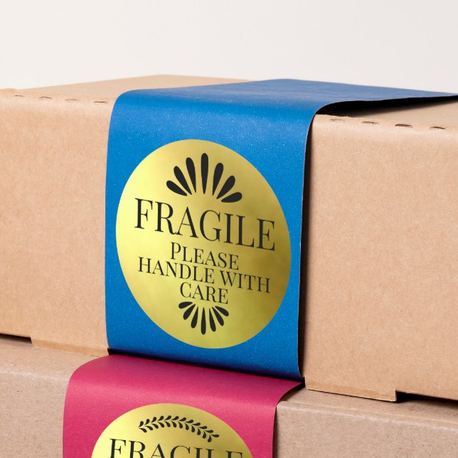 Fragile gold  please handle with care classic round sticker (Creator Uploaded)