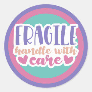 Fragile Handle With Care - custom colours Classic Round Sticker