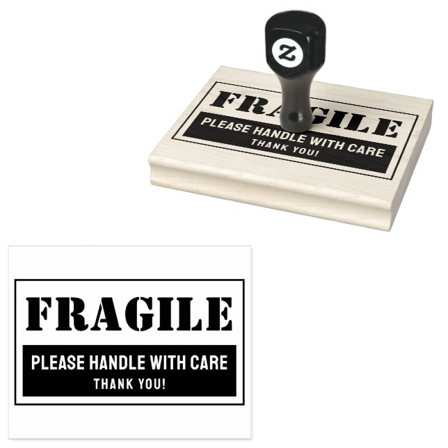 Fragile Handle With Care Mailing and Packaging Rubber Stamp (Stamped)