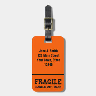 Fragile, Handle with Care, Orange Luggage Tag
