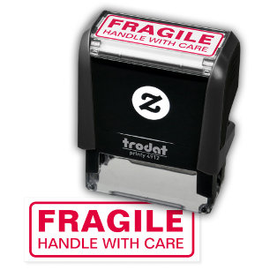 Fragile, Handle With Care, Red Self-inking Stamp