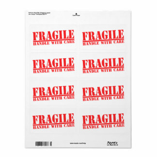 Fragile Handle With Care Shipping Labels Red Text