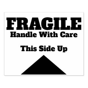 Fragile Handle With Care this side up arrow Rubber Stamp