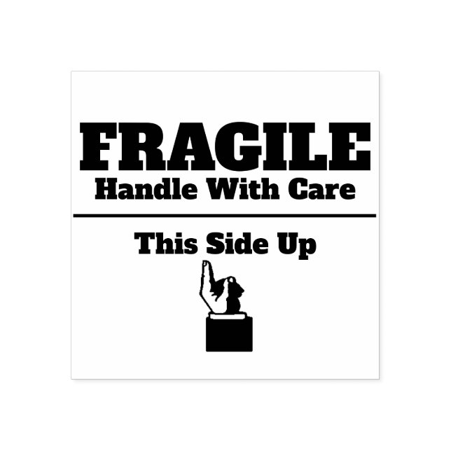 Fragile Handle With Care this side up hand small Rubber Stamp (Imprint)