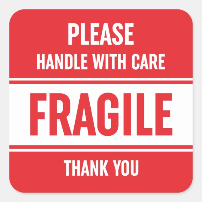 Fragile Handle With Care Warning Square Sticker (Front)