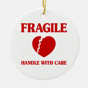 Fragile Heart Handle With Care Ceramic Tree Decoration