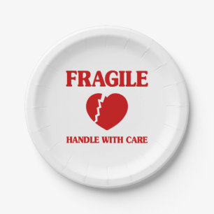 Fragile Heart Handle With Care Paper Plate