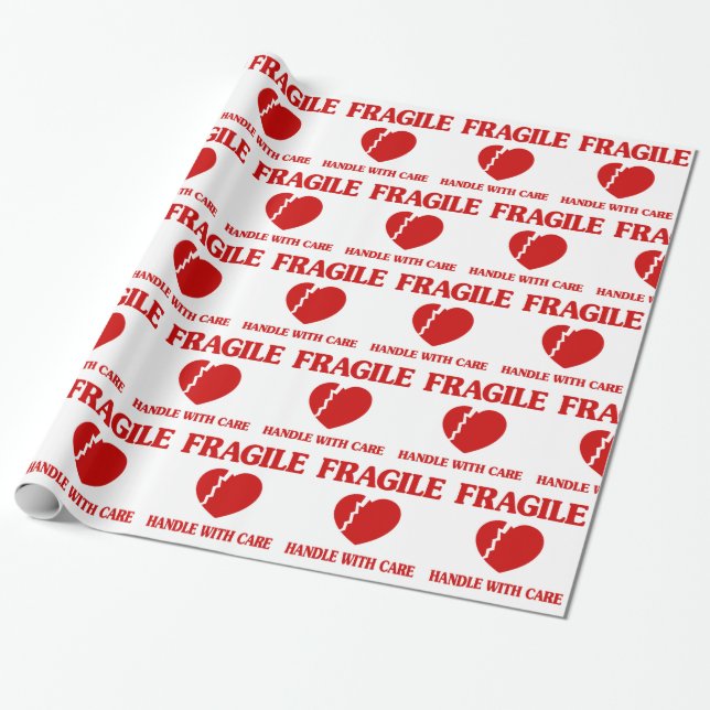Fragile Heart Handle With Care Wrapping Paper (Unrolled)