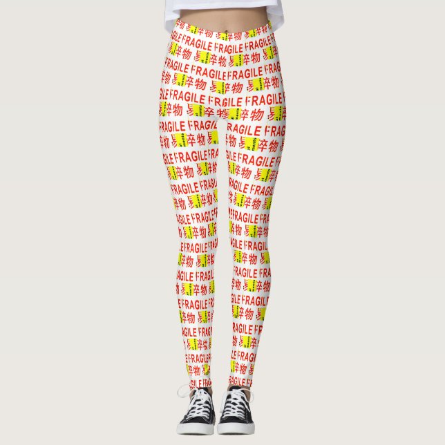 FRAGILE Marking w COOL Asian Characters  Leggings (Front)