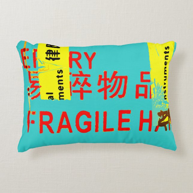 FRAGILE Markings - COOL Asian Characters Decorative Cushion (Front)