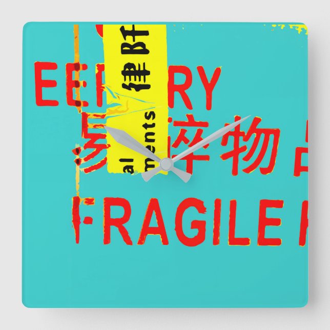 FRAGILE Markings - COOL Asian Characters Square Wall Clock (Front)