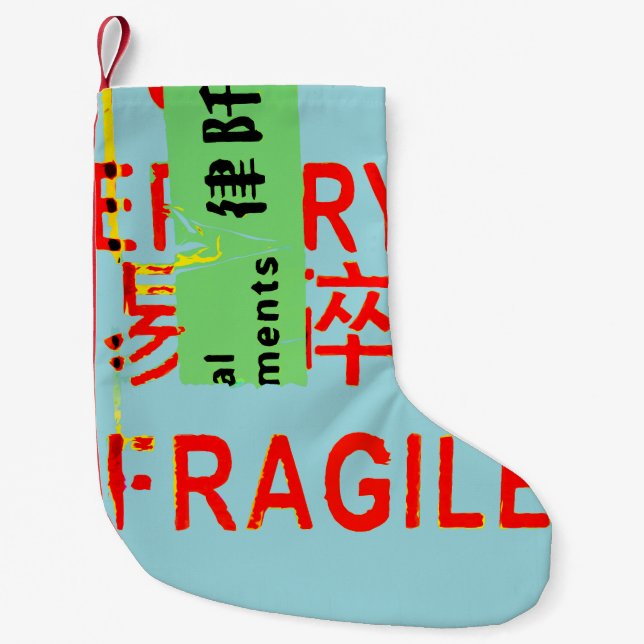 FRAGILE Markings - COOL Torn PeelingPaint Small Christmas Stocking (Front)