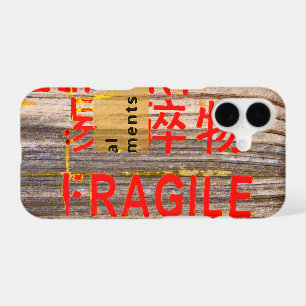 FRAGILE Markings - Torn Peeled - Wood Texture Case