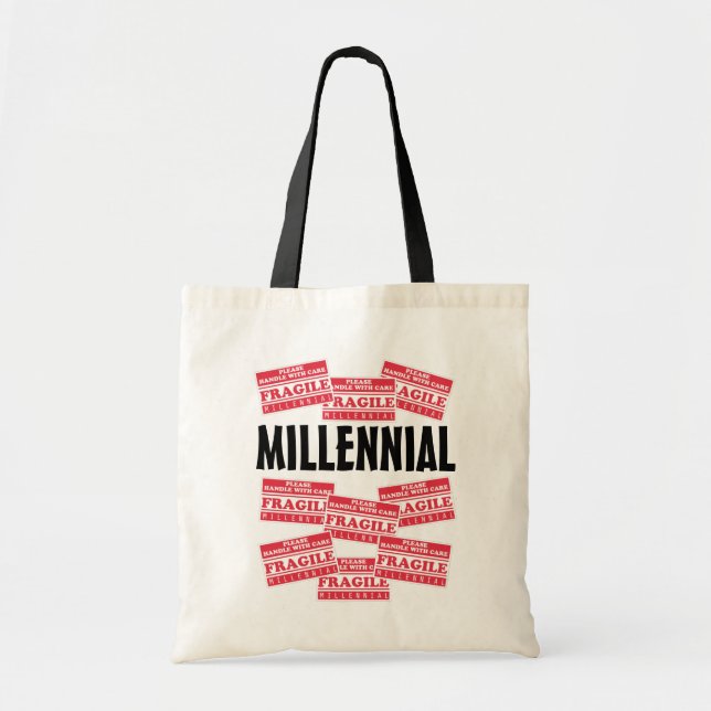 Fragile Millennial, Handle With Care Tote Bag (Front)