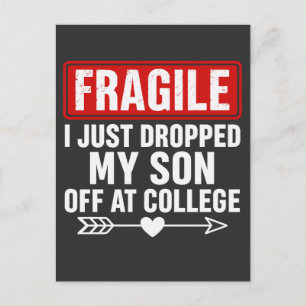 Fragile Mum Dropping Son at College Holiday Postcard