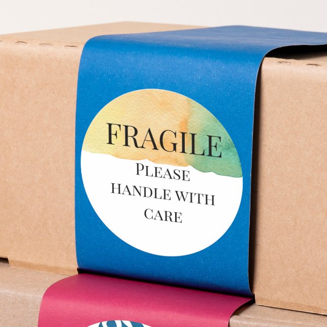 Fragile please handle with care classic round sticker (Creator Uploaded)
