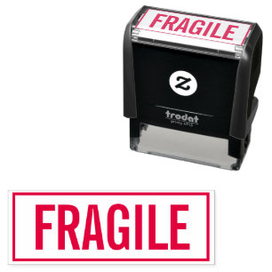 FRAGILE self-inking red rubber stamp for goods
